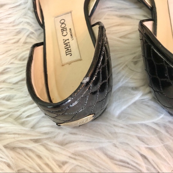 classic Jimmy Choo | Black Patent Quilted Ballet Flats - Picture 6 of 11